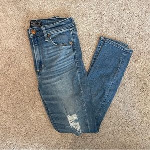 Distressed Abercrombie & Fitch High Rise Skinny Ankle Jean